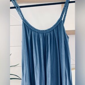 Navy Blue Sleeveless Dress W/braided straps and Bubble hem, Sz: medium